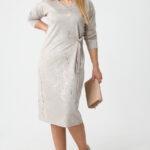 Wizytowa sukienka marmurkowa plus size jasnoszara 44-52