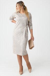 Wizytowa sukienka marmurkowa plus size jasnoszara 44-52