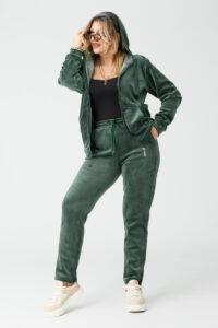 Dres damski komplet welurowy plus size zielony 40-46