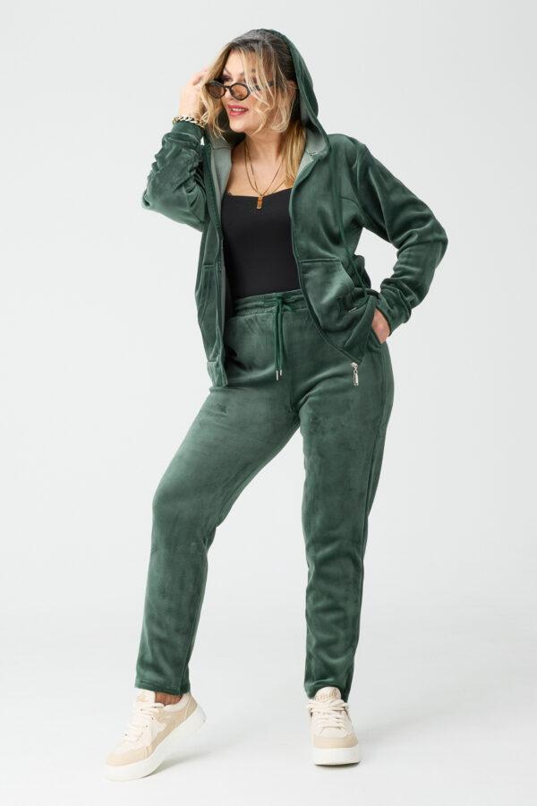 Dres damski komplet welurowy plus size zielony 40-46