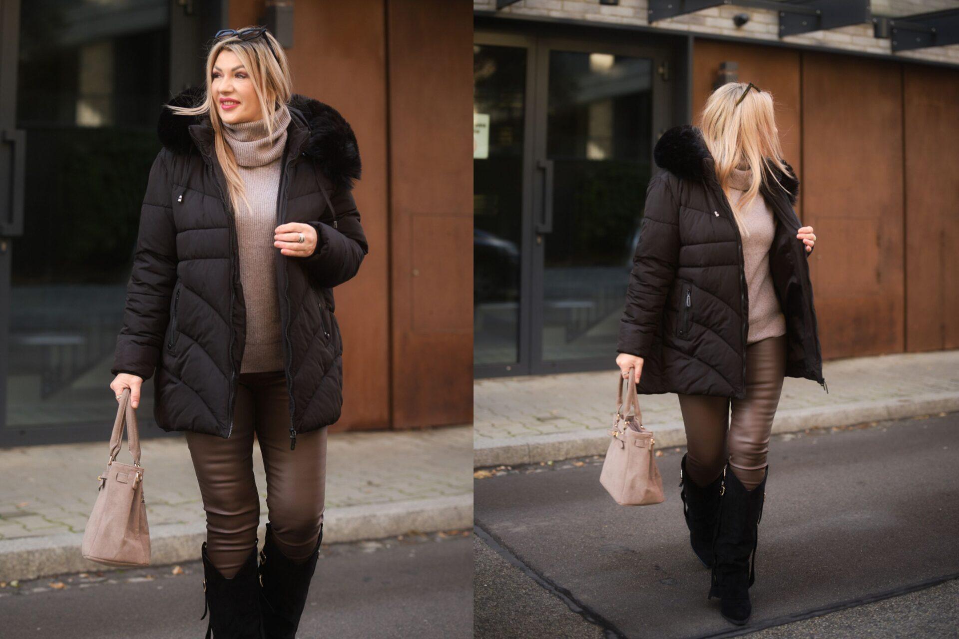 czarna kurtka zimowa plus size