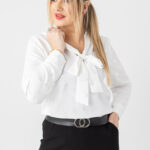 Elegancka bluzka PLUS SIZE biało-srebrna 44-54
