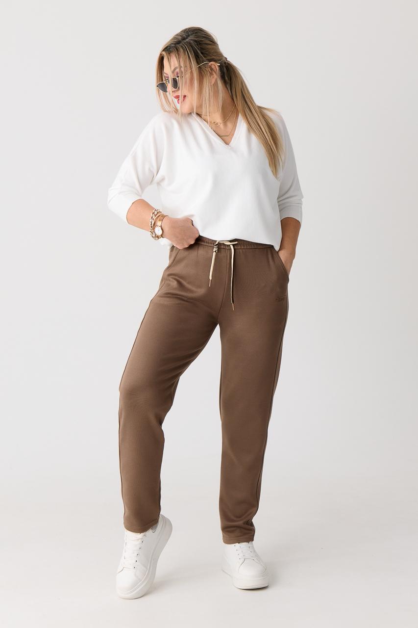 Spodnie dresowe plus size damskie brązowe 40-54