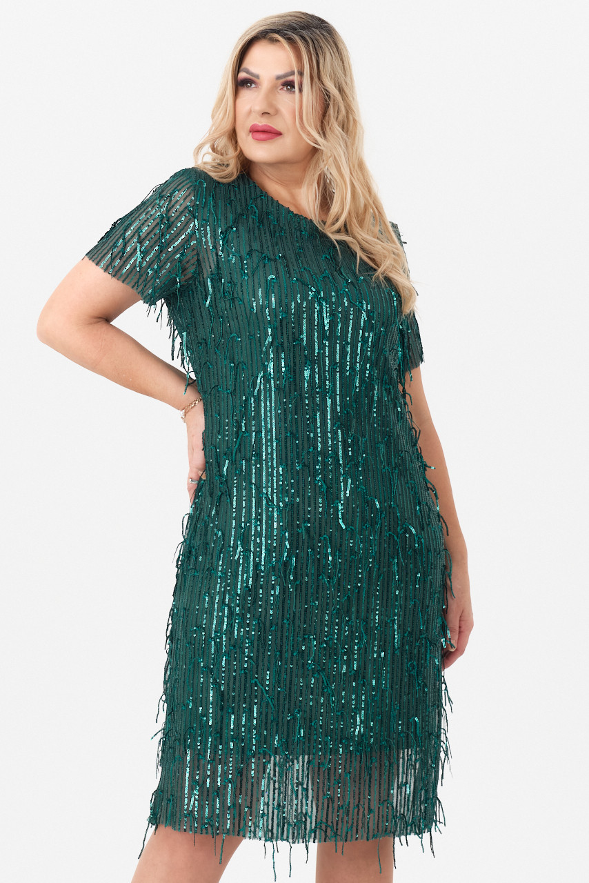 Cekinowa sukienka midi zielona