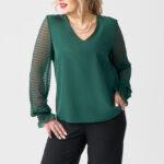 elegancka-bluzka-damska-z-tiulowym-rękawem-zielona (3)