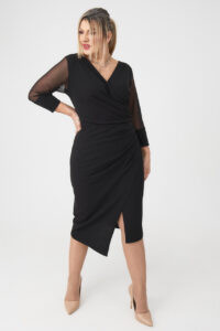 Sukienka kopertowa na wesele PLUS SIZE czarna 42-52