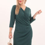 Sukienka marszczona PLUS SIZE zielona 44-52