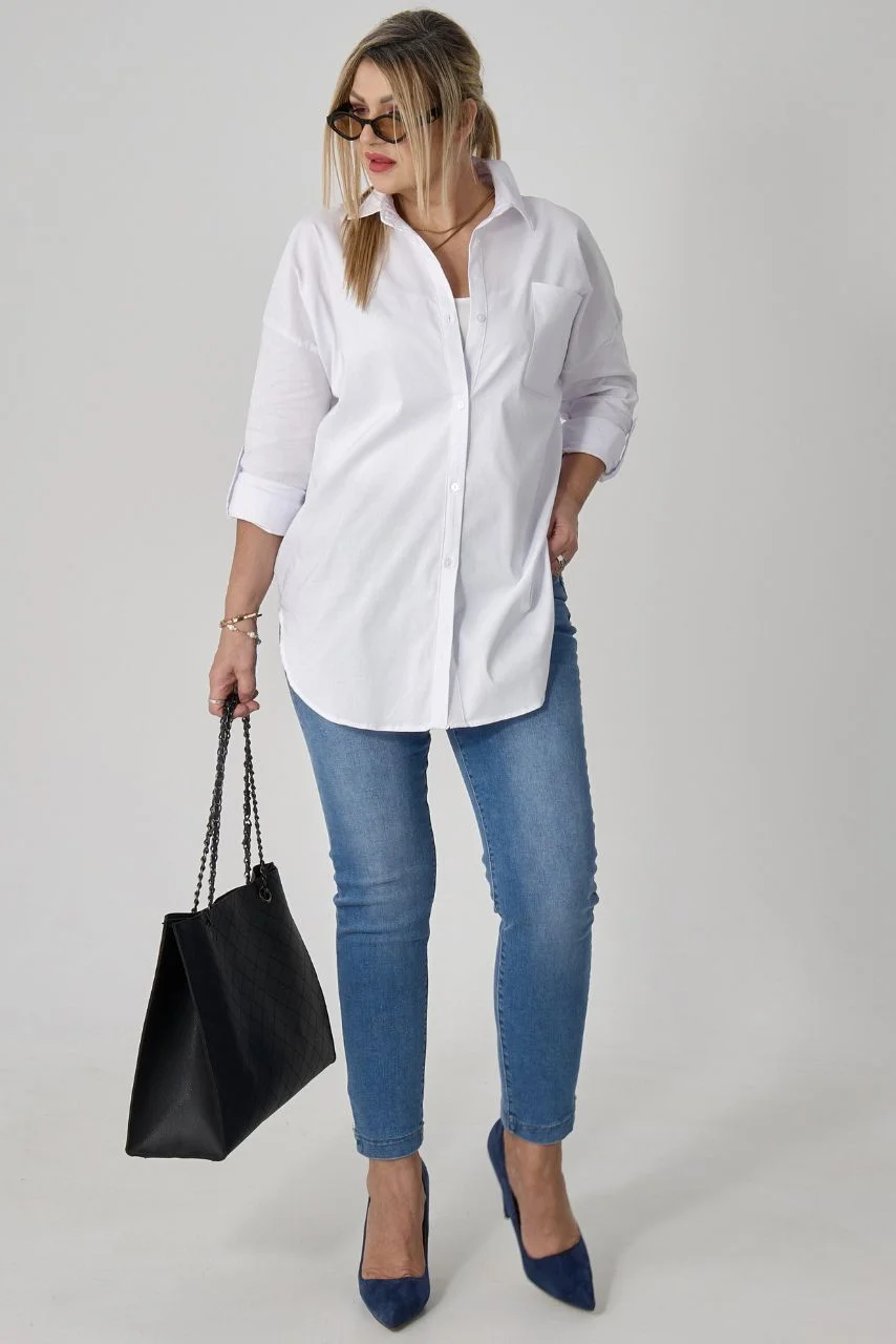Gładka koszula damska plus size