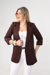 Marynarka damska gładka brązowa