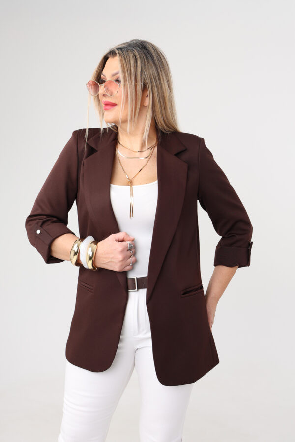 Marynarka damska gładka brązowa