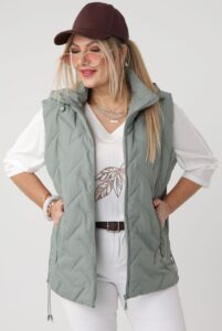 bezrękawnik damski duże rozmiary – pikowana kamizelka XXL w kolorze khaki