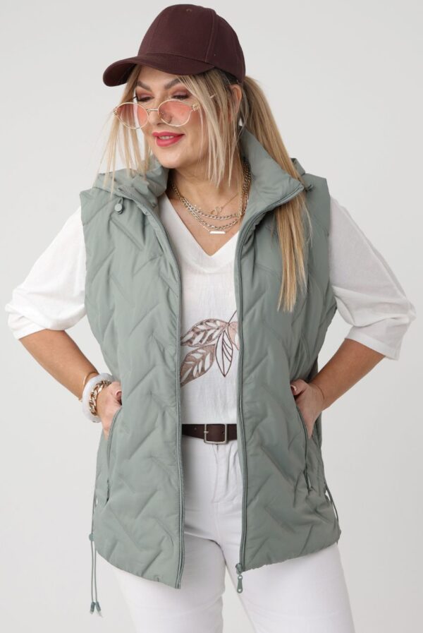 bezrękawnik damski duże rozmiary – pikowana kamizelka XXL w kolorze khaki