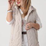 kremowy bezrękawnik damski duże rozmiary – pikowana kamizelka XXL