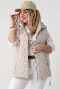 kremowy bezrękawnik damski duże rozmiary – pikowana kamizelka XXL