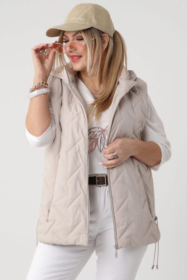 kremowy bezrękawnik damski duże rozmiary – pikowana kamizelka XXL