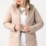 Pikowana kurtka plus size beżowa – kurtka wiosenna XXL