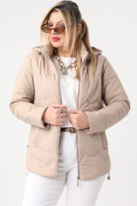 Pikowana kurtka plus size beżowa – kurtka wiosenna XXL