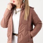 Pikowana kurtka plus size brązowa – kurtka wiosenna XXL