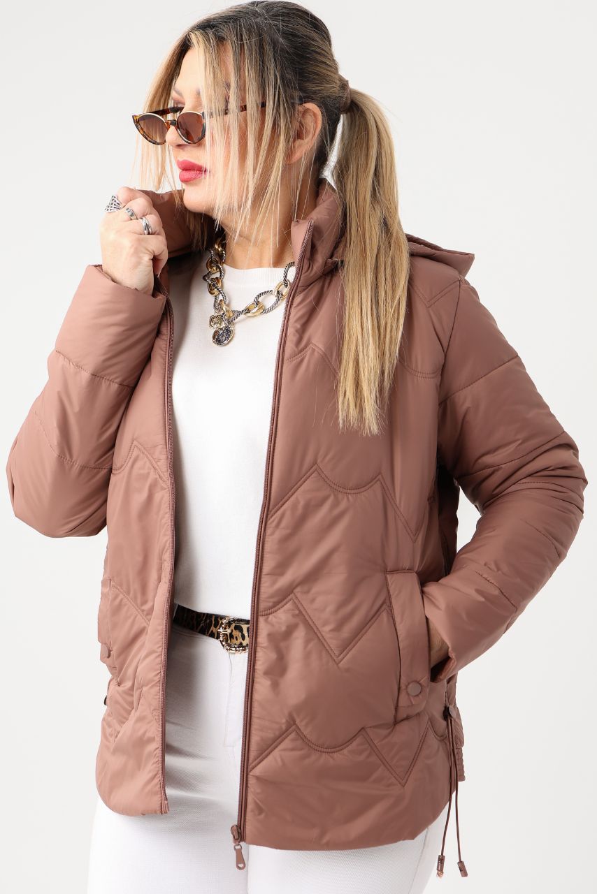 Pikowana kurtka plus size brązowa – kurtka wiosenna XXL