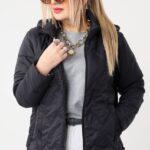 Pikowana kurtka plus size czarna – kurtka wiosenna XXL