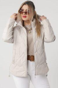 Pikowana kurtka plus size kremowa – kurtka wiosenna XXL