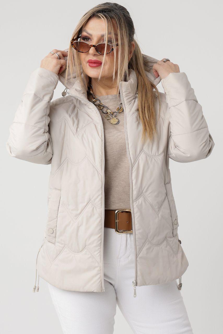 Pikowana kurtka plus size kremowa – kurtka wiosenna XXL