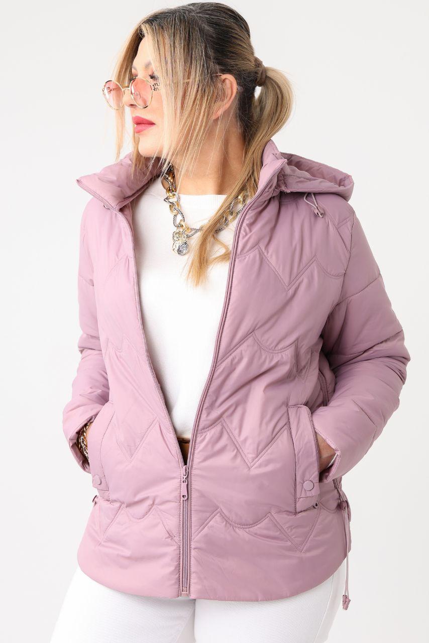 Pikowana kurtka plus size różowa – kurtka wiosenna XXL