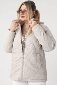 Kurtka wiosenna XXL dla puszystych kobiet kremowa