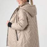 Beżowa kurtka przejściowa damska plus size ze ściągaczami przy rękawach 42-50
