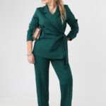 Komplet damski elegancki plus size butelkowa zieleń 42-52