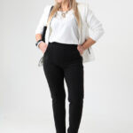 Eleganckie spodnie damskie z wysokim stanem duże rozmiary czarne 42-54