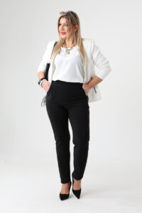Eleganckie spodnie damskie z wysokim stanem duże rozmiary czarne 42-54