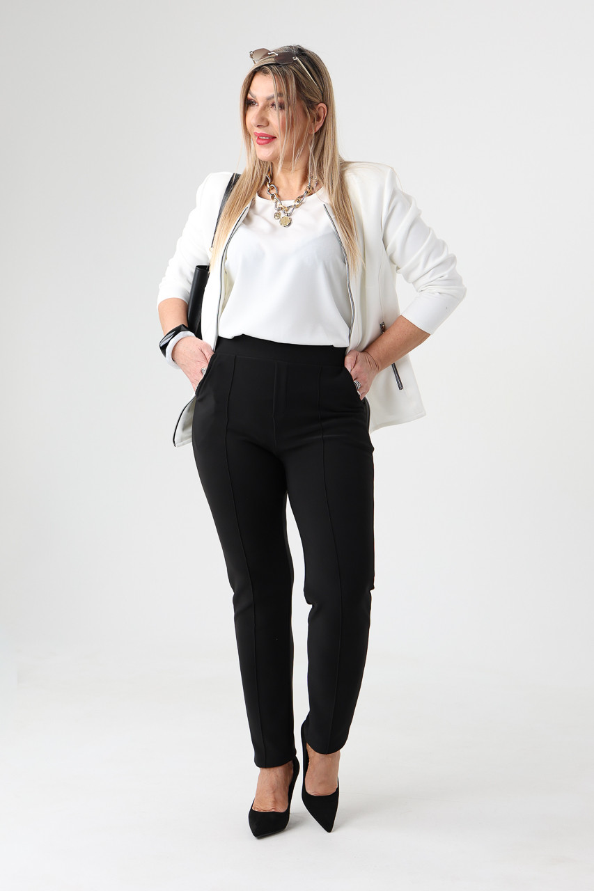 Eleganckie spodnie damskie z wysokim stanem duże rozmiary czarne 42-54