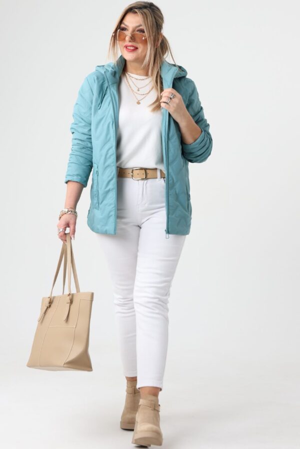 Morska kurtka przejściowa damska plus size z odpinanym kapturem 42-52