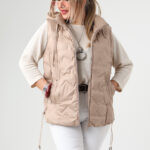 Pikowany bezrękawnik damski duże rozmiary beżowy 44-54