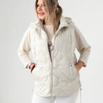 Pikowany bezrękawnik damski duże rozmiary kremowy 44-54