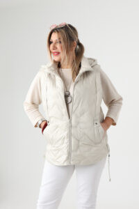 Pikowany bezrękawnik damski duże rozmiary kremowy 44-54