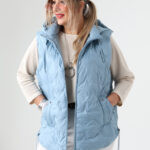 Pikowany bezrękawnik damski duże rozmiary niebieski 44-54