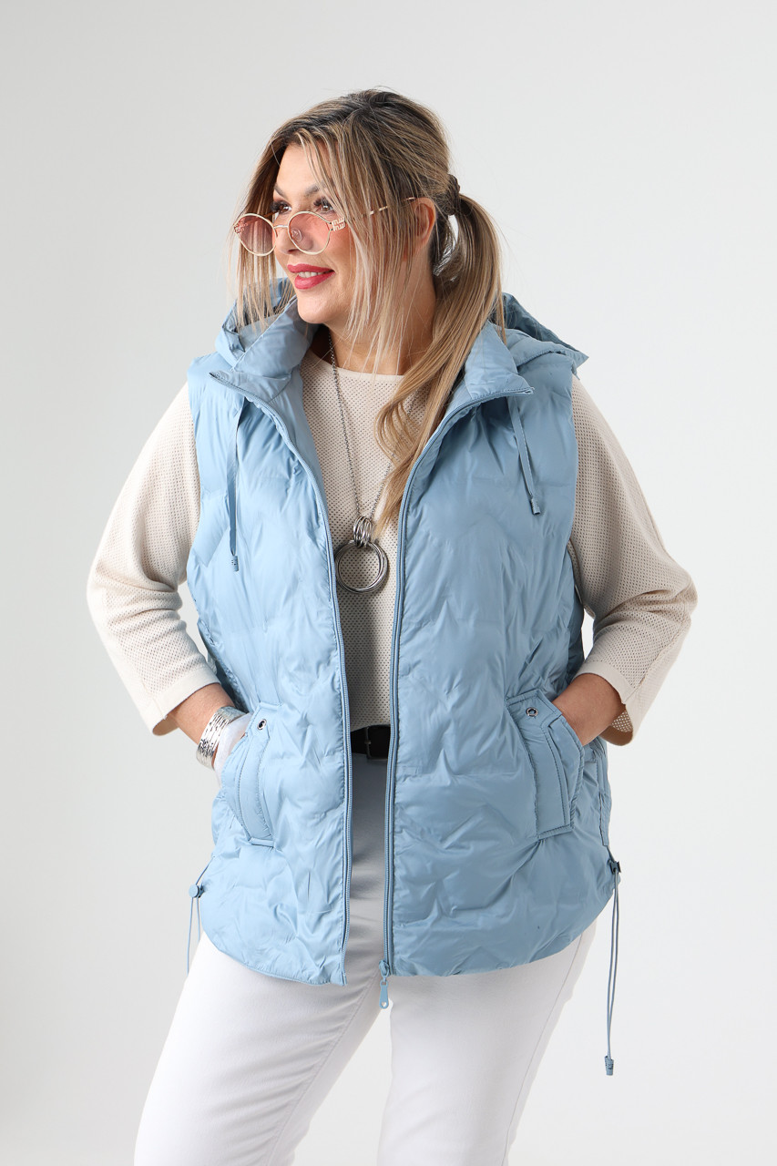 Pikowany bezrękawnik damski duże rozmiary niebieski 44-54