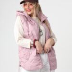 Pikowany bezrękawnik damski duże rozmiary różowy 44-54