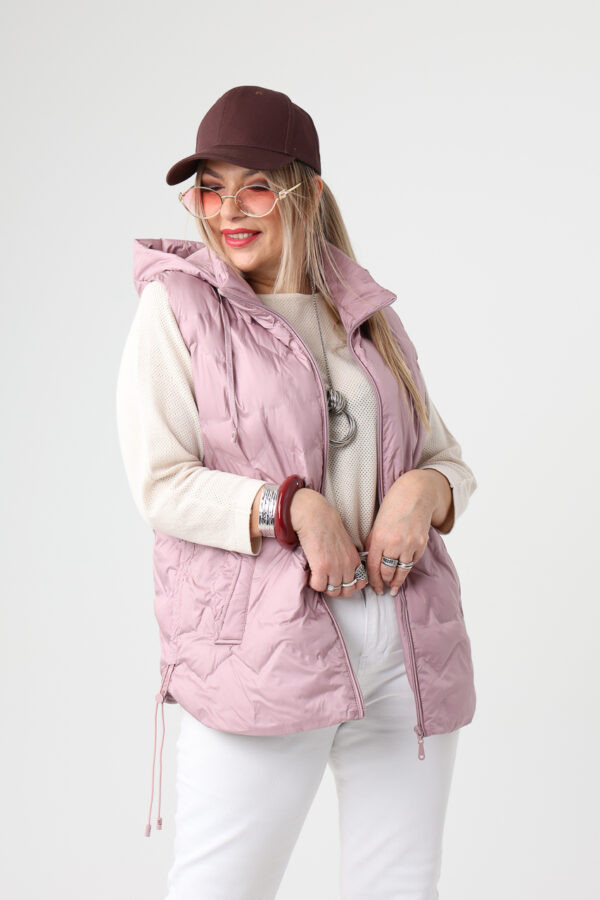 Pikowany bezrękawnik damski duże rozmiary różowy 44-54