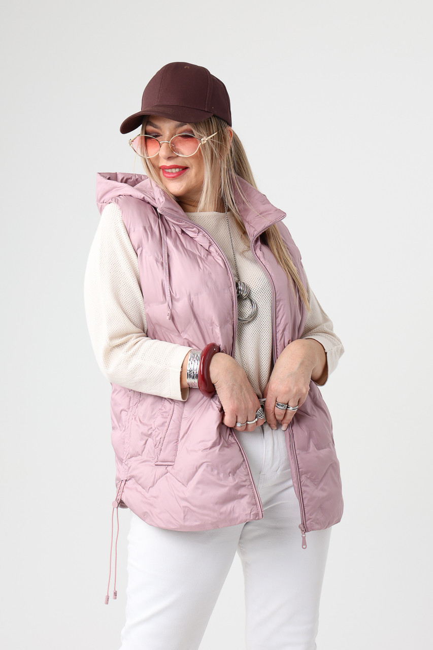 Pikowany bezrękawnik damski duże rozmiary różowy 44-54