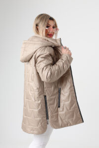 Połyskująca kurtka przejściowa damska plus size beżowa 42-50