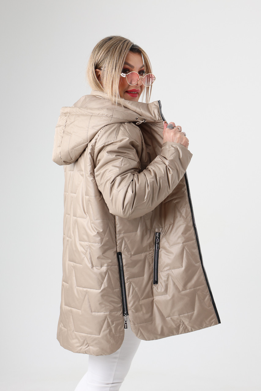 Połyskująca kurtka przejściowa damska plus size beżowa 42-50