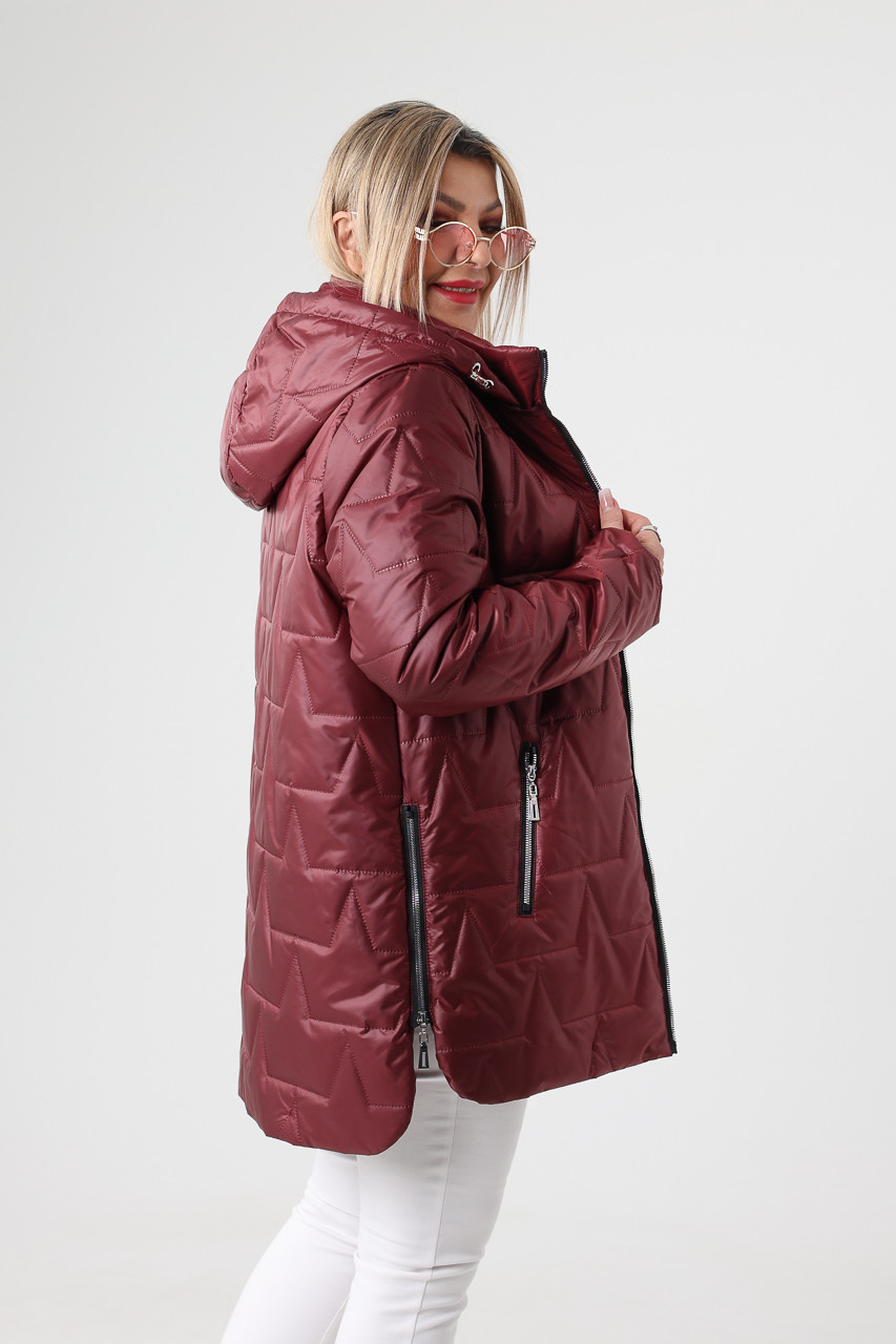 Połyskująca kurtka przejściowa damska plus size bordowa 42-50