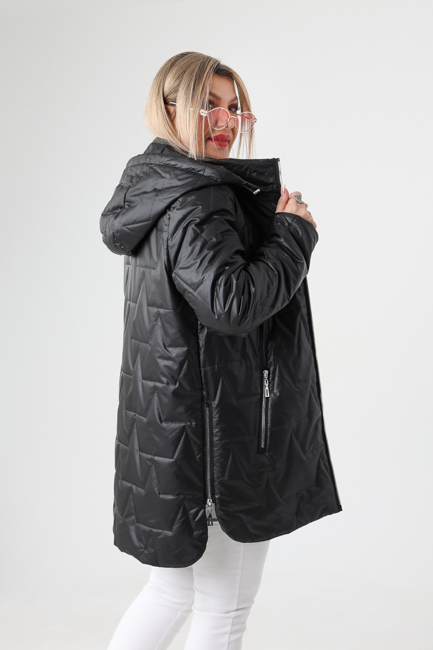 Połyskująca kurtka przejściowa damska plus size czarna 42-50