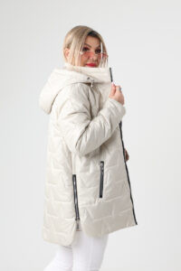 Połyskująca kurtka przejściowa damska plus size kremowa 42-50