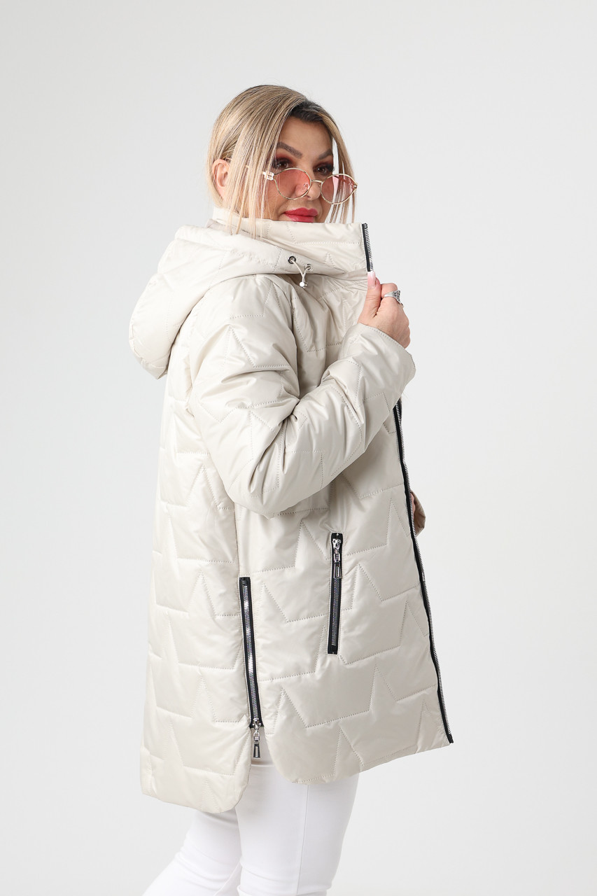Połyskująca kurtka przejściowa damska plus size kremowa 42-50