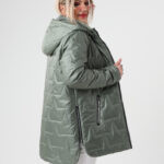 Połyskująca kurtka przejściowa damska plus size khaki 42-50
