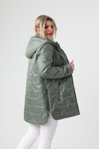 Połyskująca kurtka przejściowa damska plus size khaki 42-50